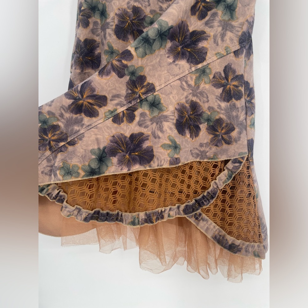 Y2K Floral Asymmetrical Skirt Crochet Layered Mesh Peekaboo Hem Fairy Grunge - Picture 3 of 9